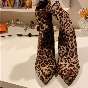 Cheetah print booties
